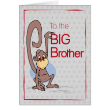 Congratulations to the Big Brother, Cute Monkey Greeting Cards
