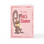 Congratulations to the Big Sister, Monkey on Pink Greeting Card
