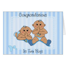 Congratulations - Twin Baby Boys Custom Card