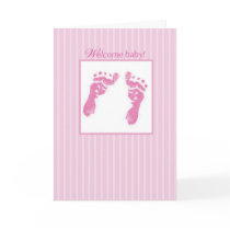 Congratulations, Welcome New Baby Girl, Footprints Greeting Card