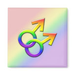 Connected Rainbow Male Symbols Magnet 01
