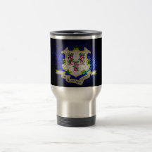 Connecticut Flag Firework Coffee Mugs