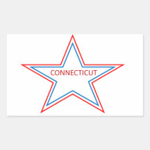 Connecticut in a star. rectangle stickers