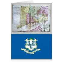 Connecticut Map and State Flag Greeting Card