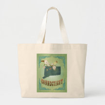 Connecticut State Map – Green Canvas Bag