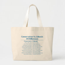 Conservatives Vs. Liberals 10 Differences Canvas Bag