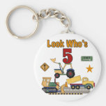 Construction 5th Birthday Tshirts and Gifts Keychains
