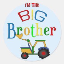 Construction Big Brother Gifts Round Sticker