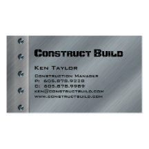 Construction Contractor Metal Business Card