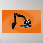 construction digger mechanical excavator poster posters