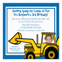 Construction Fun/ Backhoe photo Personalized Invite