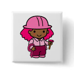 Construction Girl Button