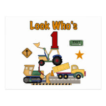 Construction Vehicles 1st Birthday Tshirts Post Card