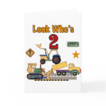 Construction Vehicles 2nd Birthday Greeting Card