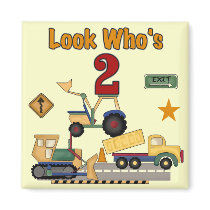 Construction Vehicles 2nd Birthday Magnet