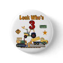 Construction Vehicles 3rd Birthday Tshirts Pin
