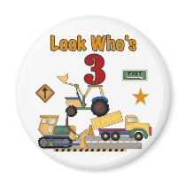Construction Vehicles 3rd Birthday Tshirts Magnets