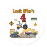 Construction Vehicles 4th Birthday Stickers