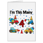 Construction Vehicles 4th Birthday T-shirts Greeting Card
