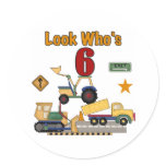 Construction Vehicles 6th Birthday Sticker