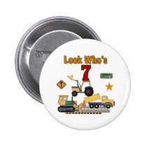 Construction Vehicles 7th Birthday buttons