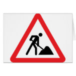 construction worker building site sign card