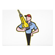Construction Worker Jackhammer Pneumatic Drill Custom Announcements
