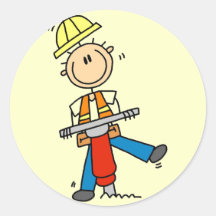 Construction Worker with Jack Hammer Stickers