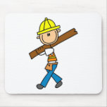 Construction Worker with Lumber Mousepad