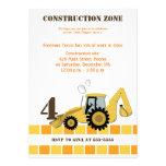 Construction Zone Backhoe Boys Birthday Invite