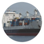 Container ship arriving at Tilbury docks, England stickers