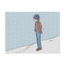 "Contemplation in the Snow" Postcard