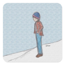 "Contemplation in the Snow" Stickers
