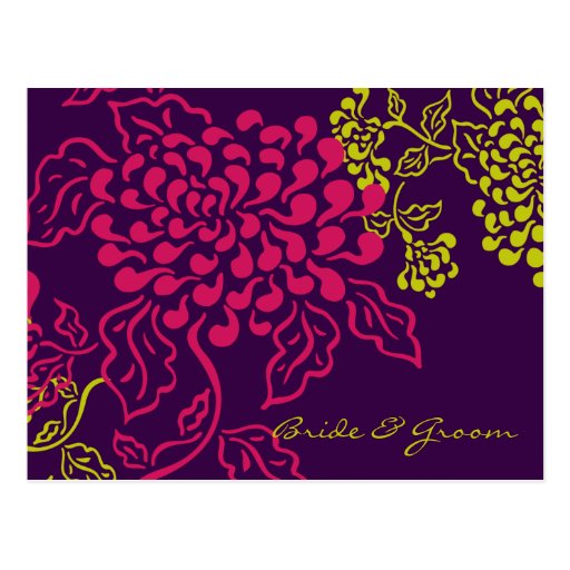 Contempo Floral (Purple Chartreuse) Save the Date Postcard