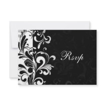 Contemporary Black and White Swirl Invitations