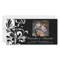 Contemporary Black and White Swirl Photo Cards
