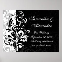 Contemporary Black and White Swirl Poster