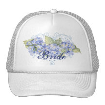 Contemporary Blue Hydrangeas Wedding Bride Shirt Mesh Hat