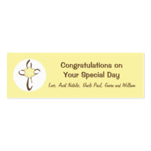 Contemporary Cross Gift Tag in Yellow and Brown Business Card