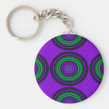 Contemporary dark purple green circles keychains