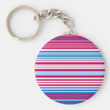 Contemporary light blue pink and white stripes keychains