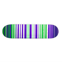 Contemporary purple white and green stripes skate board decks
