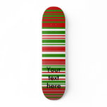 Contemporary red green and white stripes skateboards