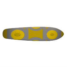 Contemporary silver circles on gold background skateboard decks