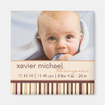 Contemporary Stripe Baby Photo Magnet