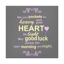 Contemporary Typography Irish Blessing in Grey Gallery Wrap Canvas