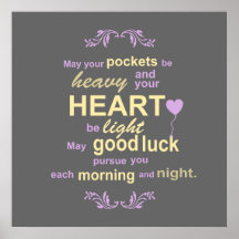 Contemporary Typography Irish Blessing in Grey Poster