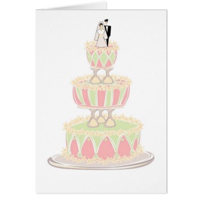 Contemporary Wedding Cake with Wine Glass Tiers Greeting Card by White_Wedding
