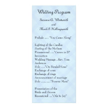 Contemporary Wedding Programs - Blue checkers Custom Rack Cards