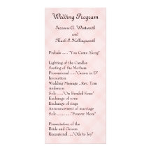 Contemporary Wedding Programs - Pink checkers Full Color Rack Card